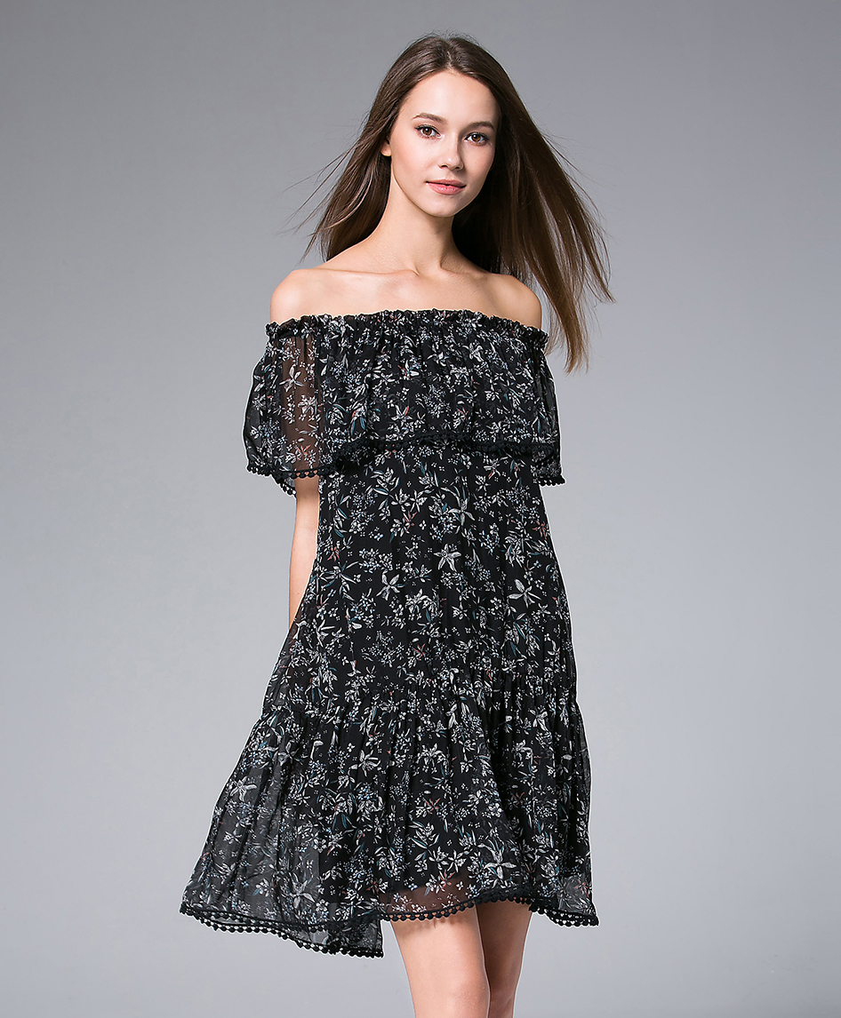 Dress - Off-the-shoulder Silk Chiffon Dress